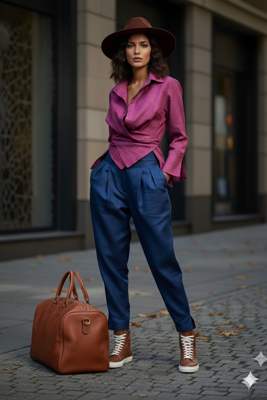 Éloane - Leinen Wickelbluse